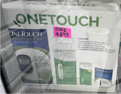 OneTouch Select Plus Flex Medidor de Glucosa en Sangre + 25Tiras Reactivas + 25 Lancetas y Puncionador