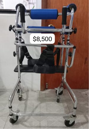 Imagen 1 Caminar asistido de pie, andador alto con reposabrazos, soporte de ejercicio de rehabilitación infantil ajustable para discapacitados