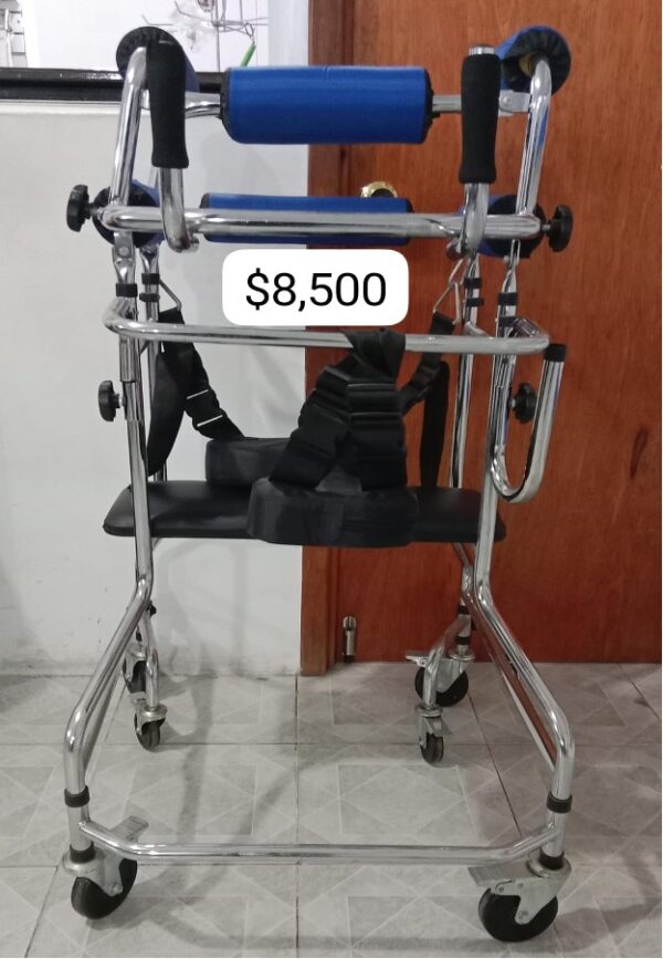 Caminar asistido de pie, andador alto con reposabrazos, soporte de ejercicio de rehabilitación infantil ajustable para discapacitados