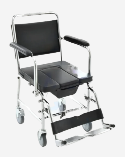 Silla Cómodo con Ruedas Vinil Negro Cromada con Descansa Pies Abatible