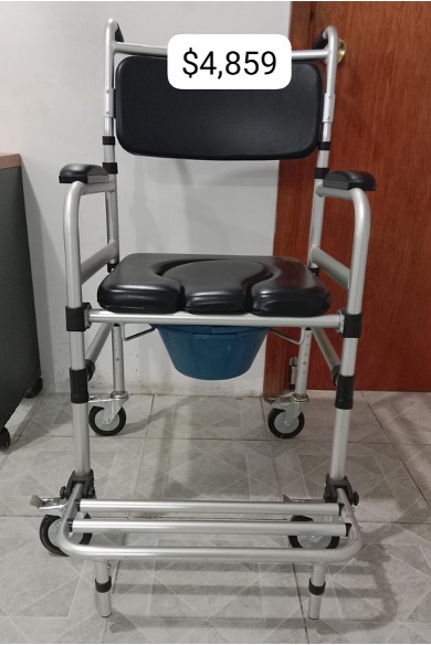 Imagen 1 Silla Cómodo con Ruedas Vinil Negro Cromada con Descansa Pies Abatible