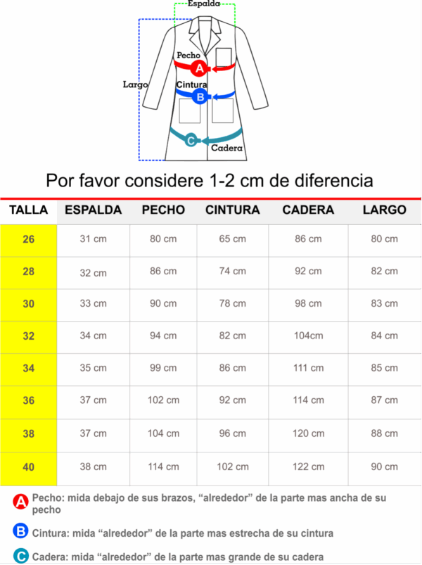 Bata MD 220 Tela CLINIK Solapa Redonda Dama